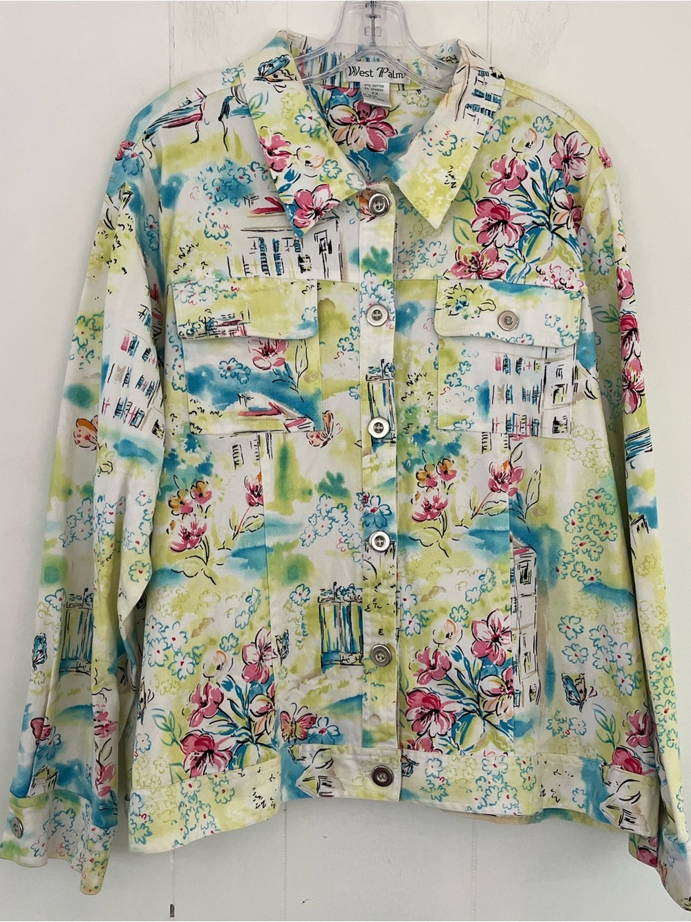 West Palm Scenic View Button-Front Colorful Jacket Resort Wear Size 2X - Picture 3 of 14